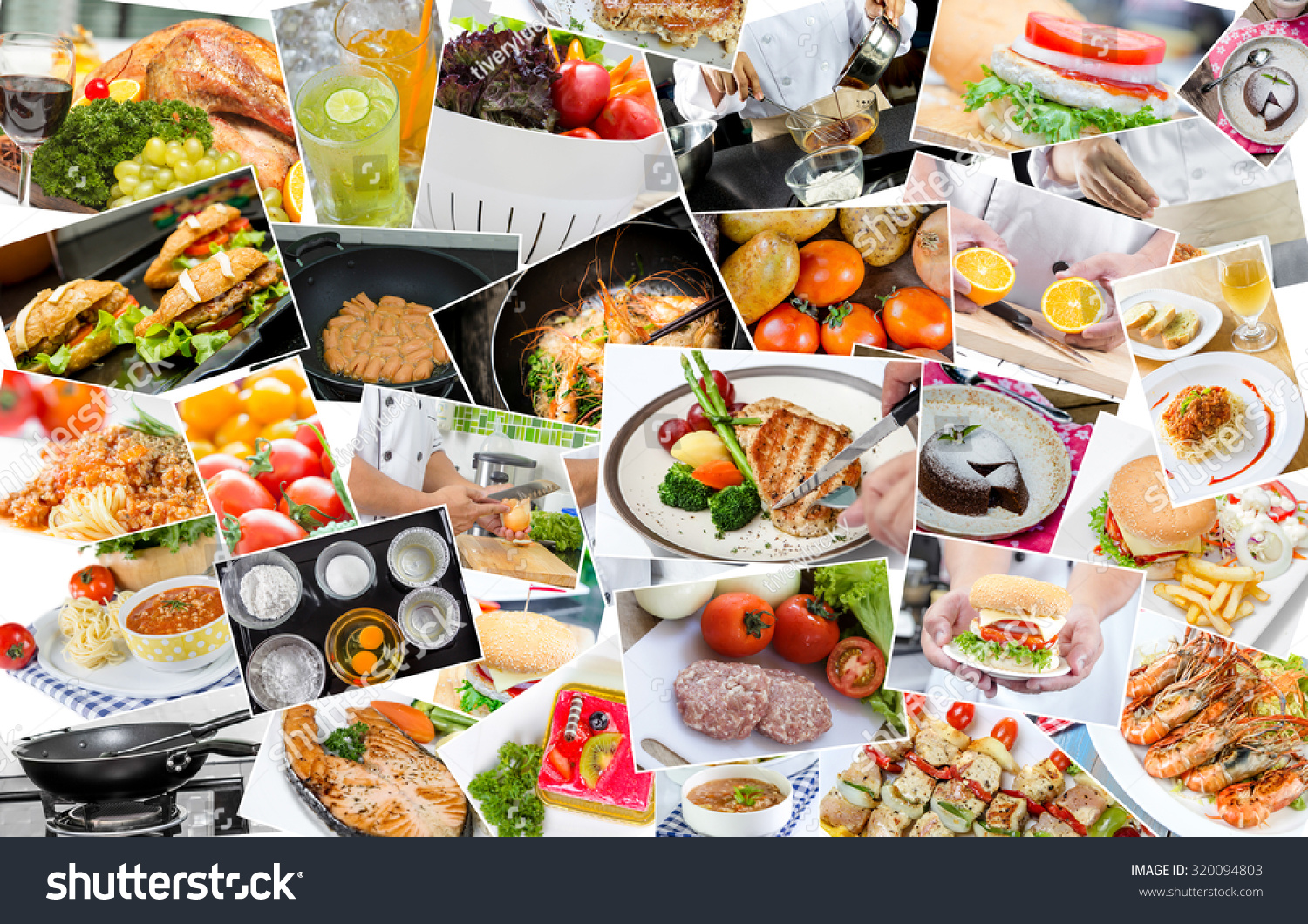 Collage Photos Many Foods Stock Photo Edit Now