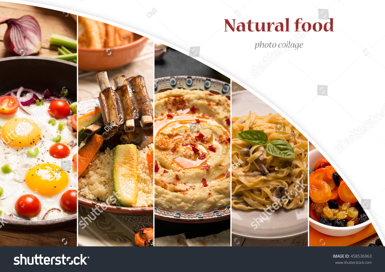 Collage Photos Natural Food Copy Space Stock Photo (Edit Now) 458536963