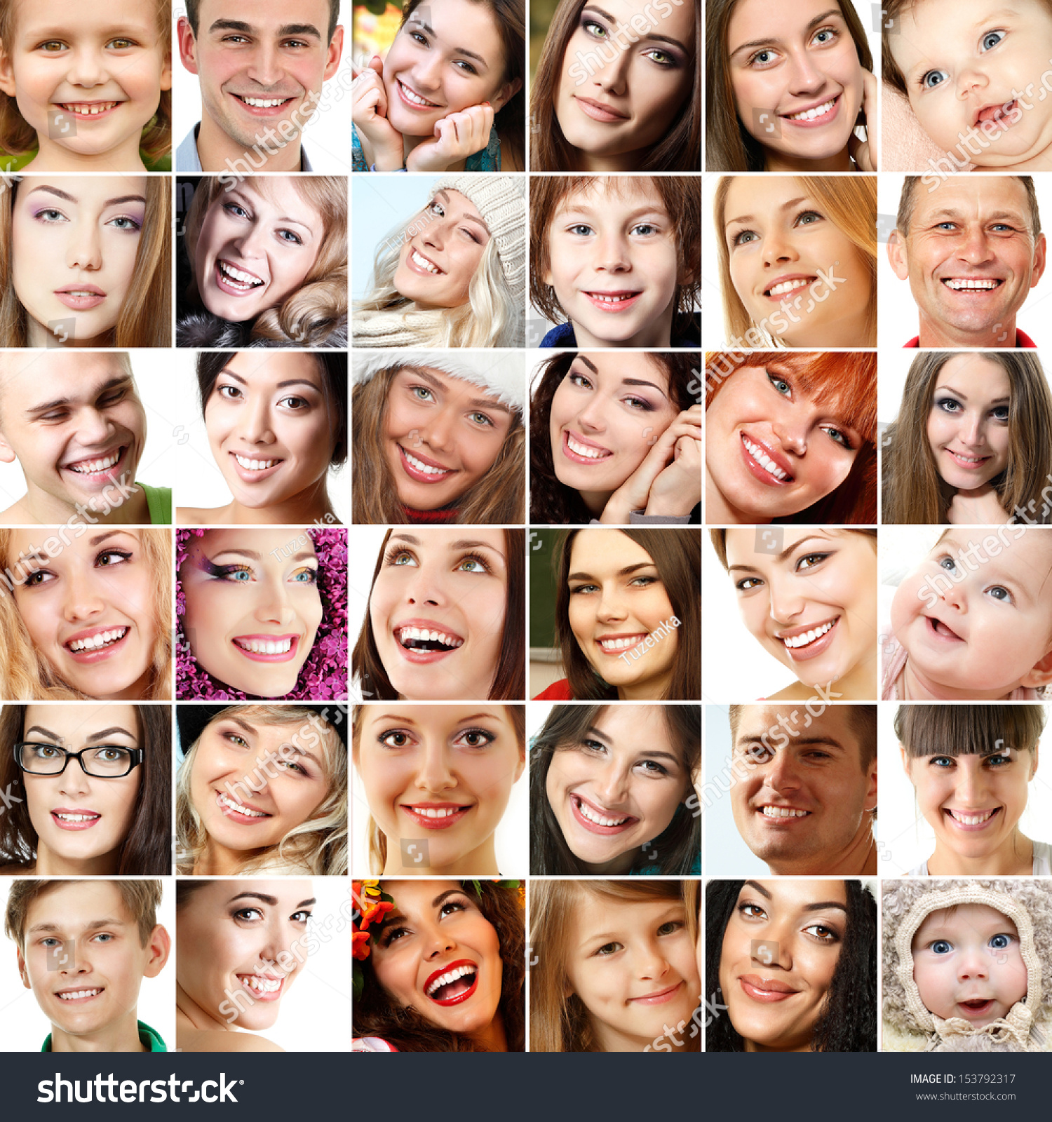 Collage Smiling Faces Collection Beautiful Human Stock Photo 153792317 ...