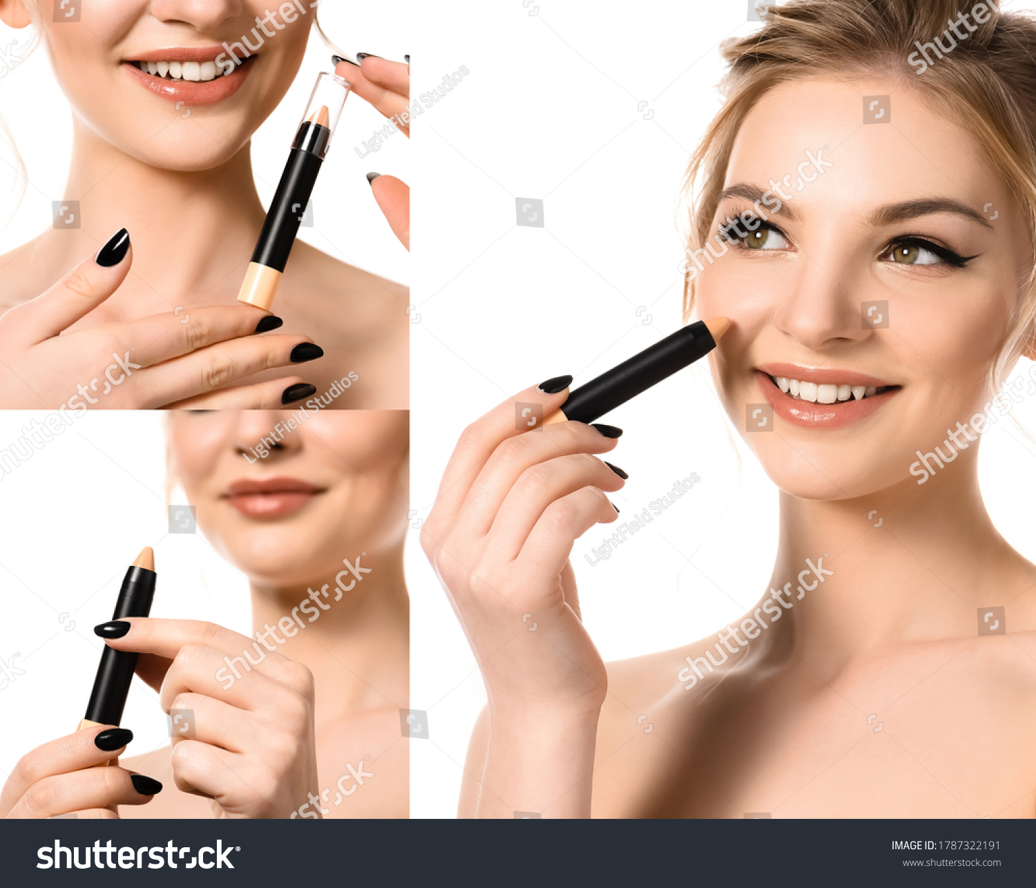 Collage Smiling Naked Beautiful Blonde Woman Stock Photo Shutterstock