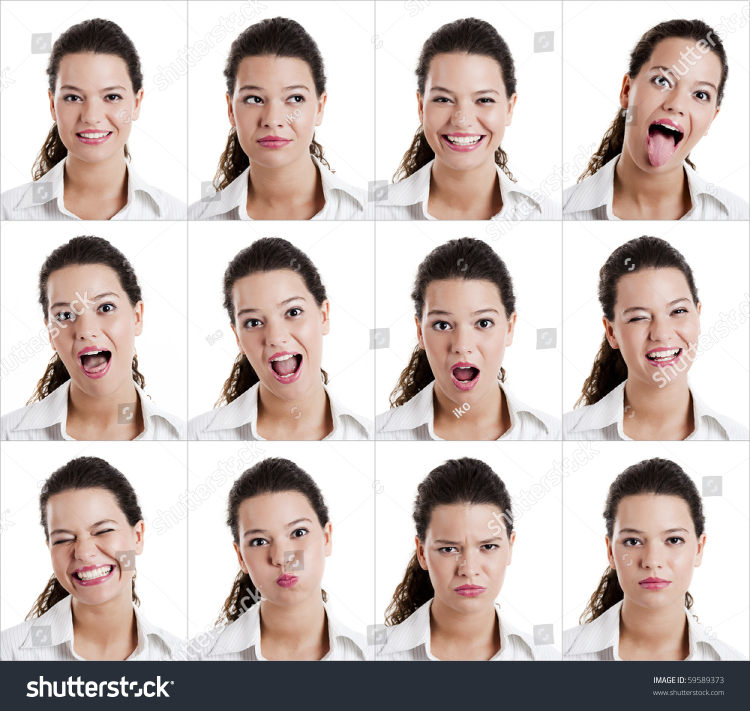 Collage Same Woman Making Diferent Expressions Stock Photo 59589373 ...