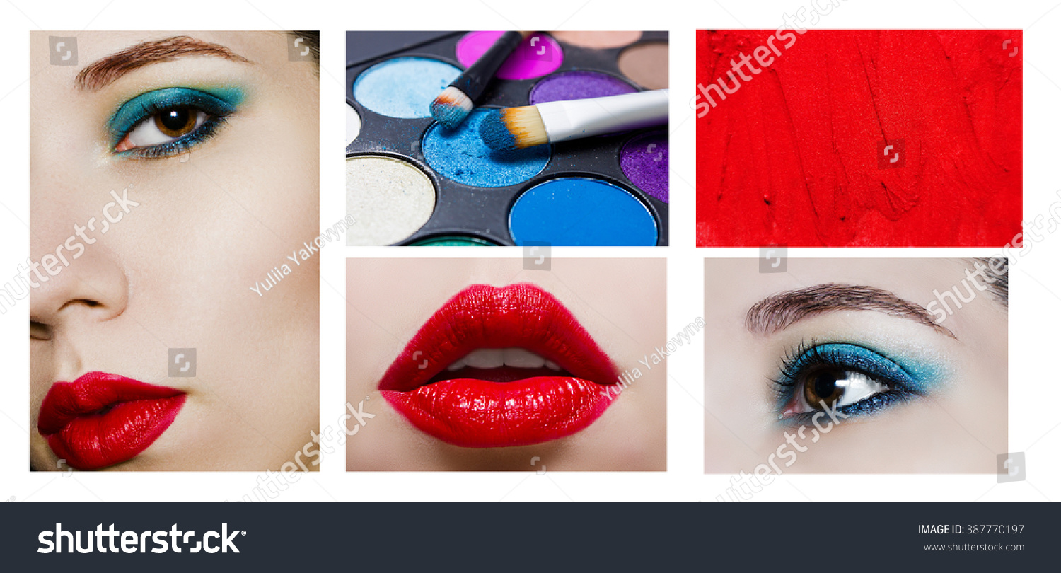 Collage Makeup Products Close Portrait Beauty Stock Photo Edit Now