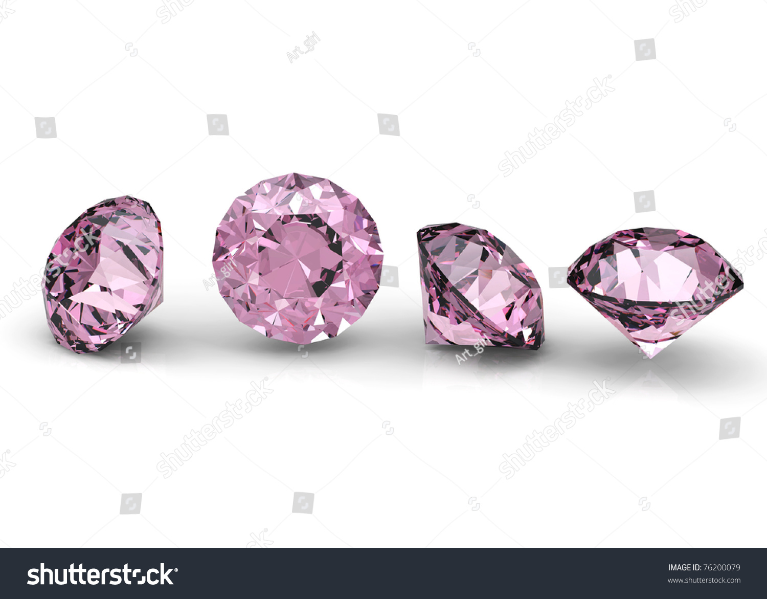 Collection Round Pink Diamond Isolated On Stock Illustration 76200079 ...