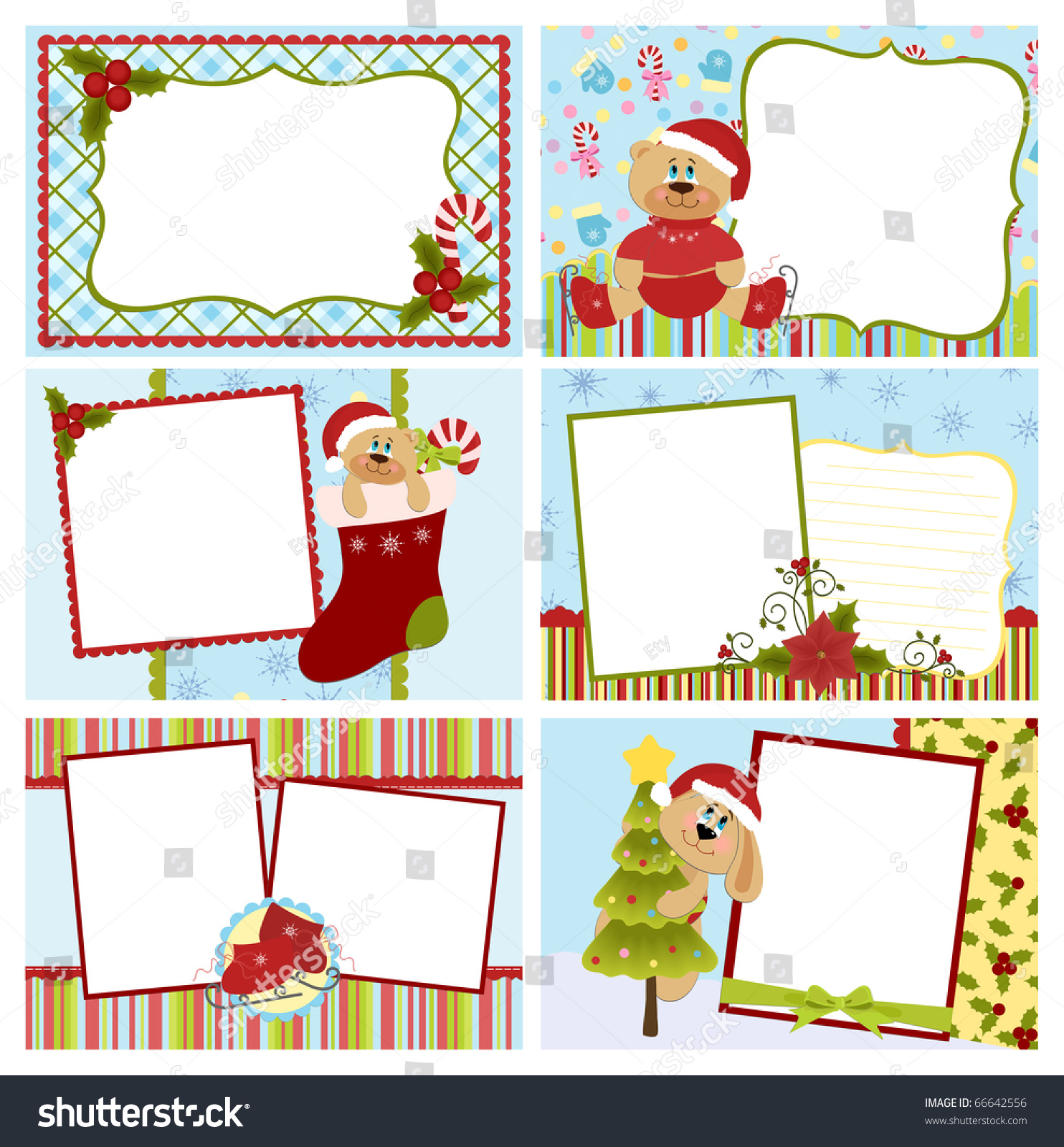 Collection Of Christmas Greetings Cards, Postcards Or Photo Frames - 66642556 : Shutterstock