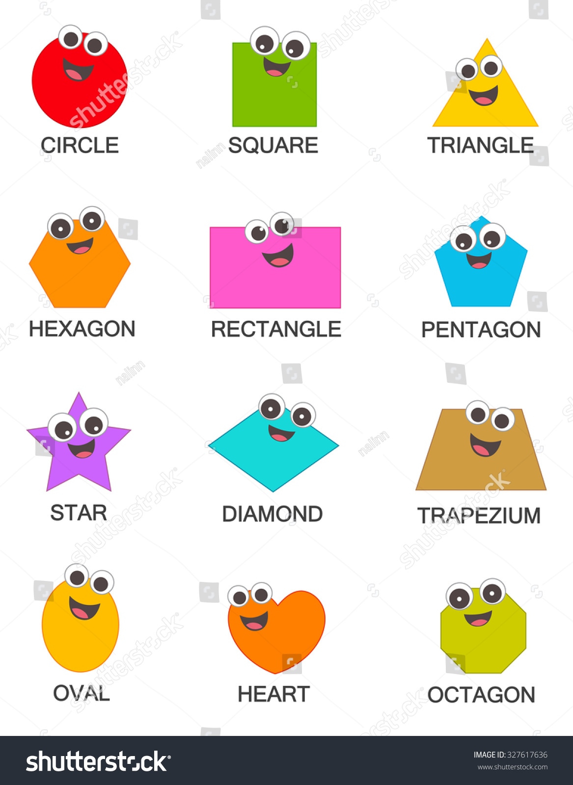 Collection Colorful Geometric Shapes Isolated On Stock Illustration ...