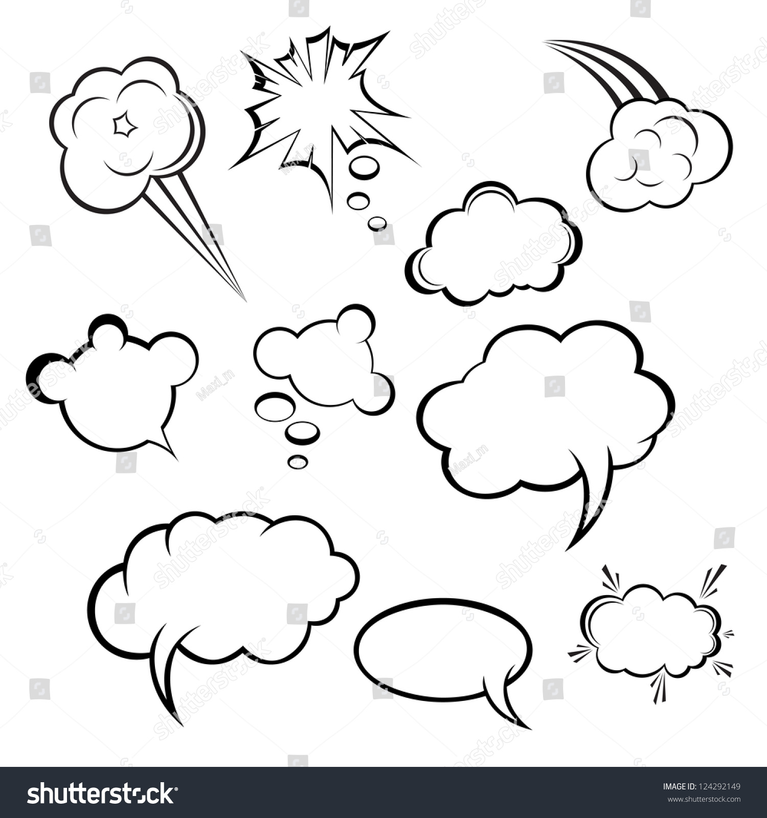 Collection Comic Style Speech Bubbles Stock Illustration 124292149 ...