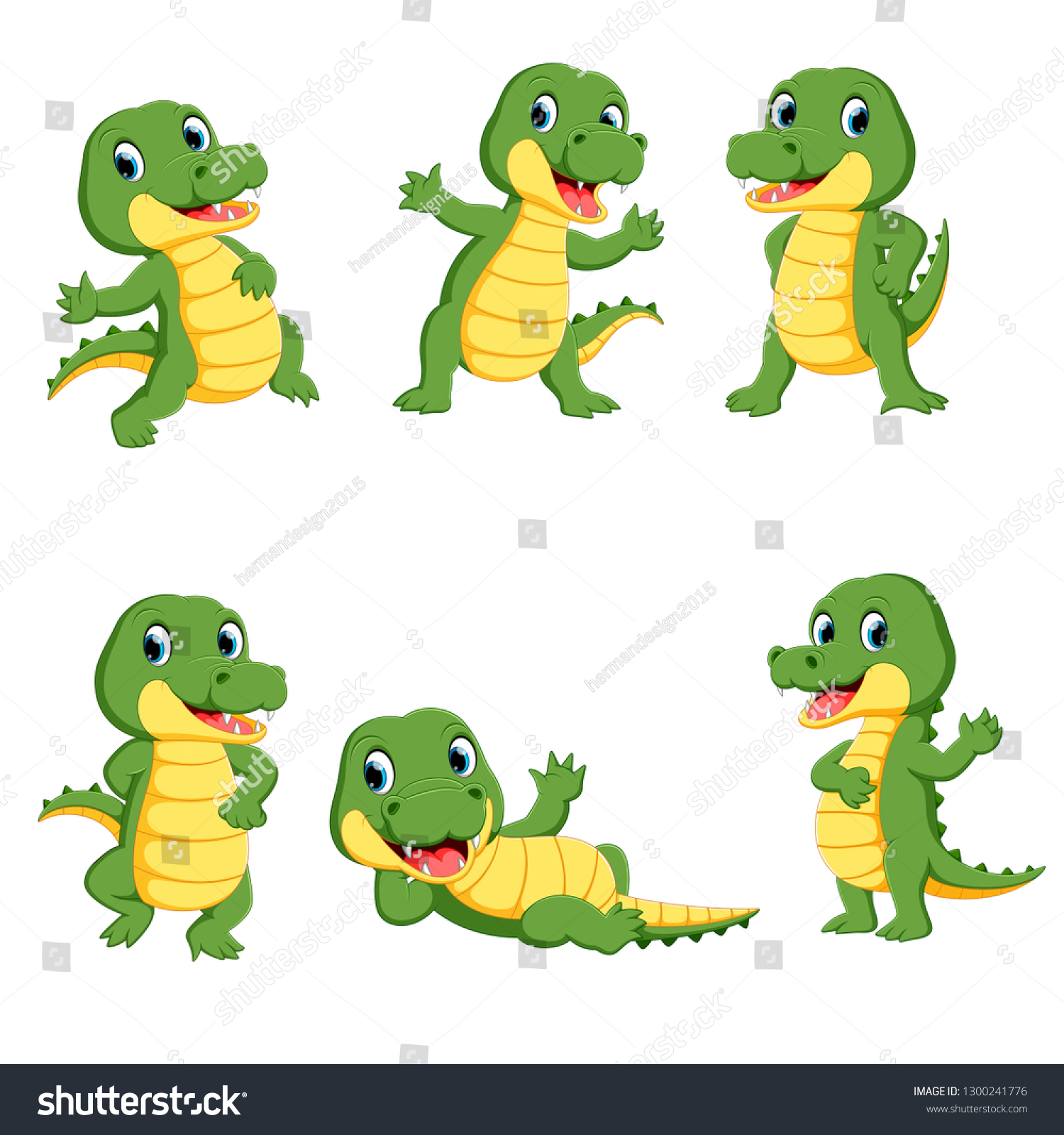 Collection Cute Crocodile Character Cartoon Stock Illustration ...