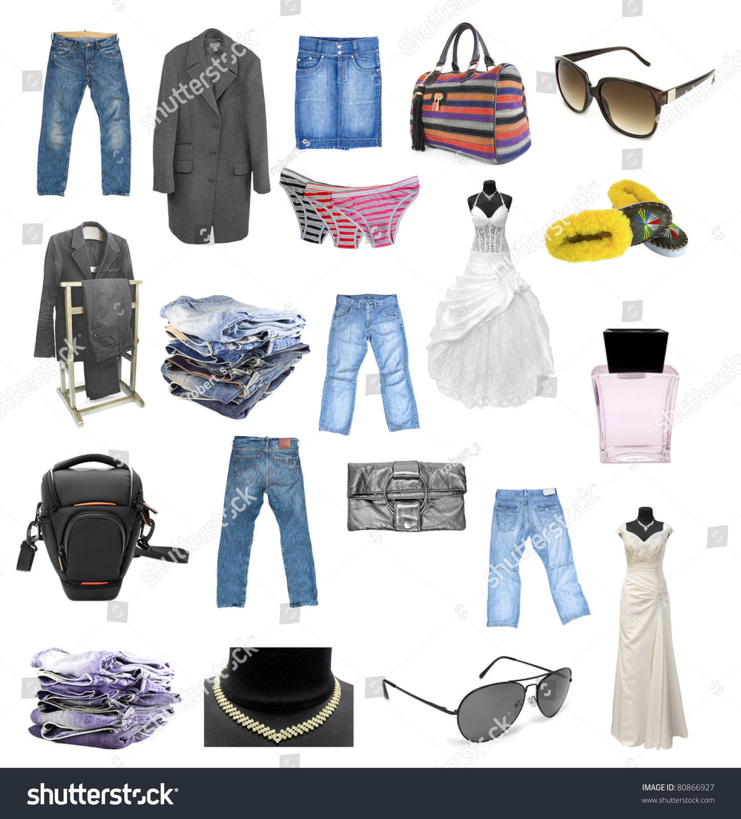Collection Of Different Kinds Of Clothes Isolated On White Stock Photo ...