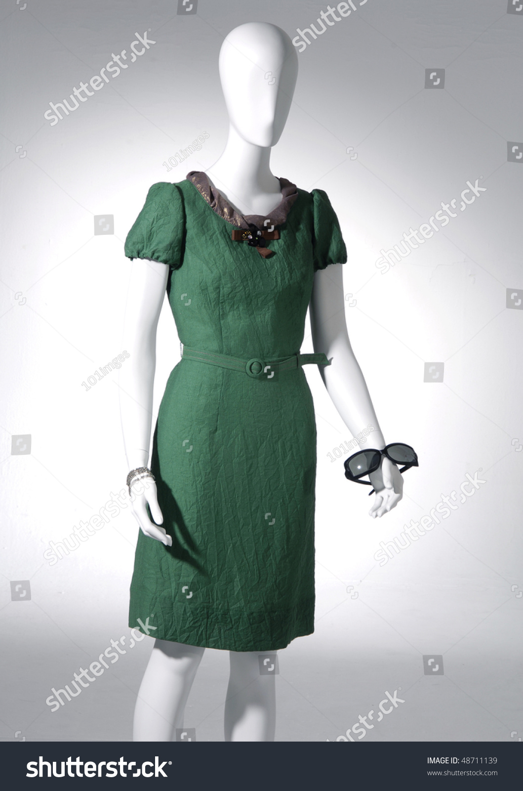 Collection Of Females Green Dress On Mannequin Stock Photo 48711139 ...