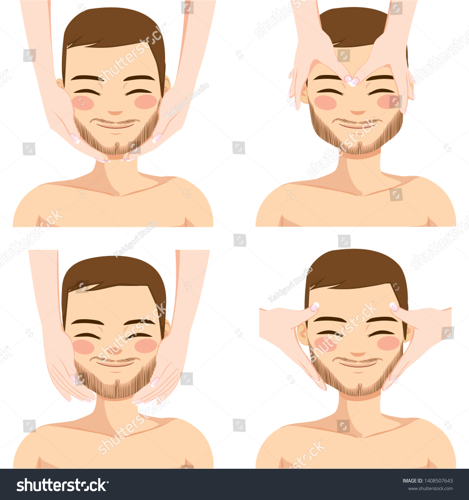 Collection Four Facial Massage Techniques On Stock Illustration 1408507643 Shutterstock 