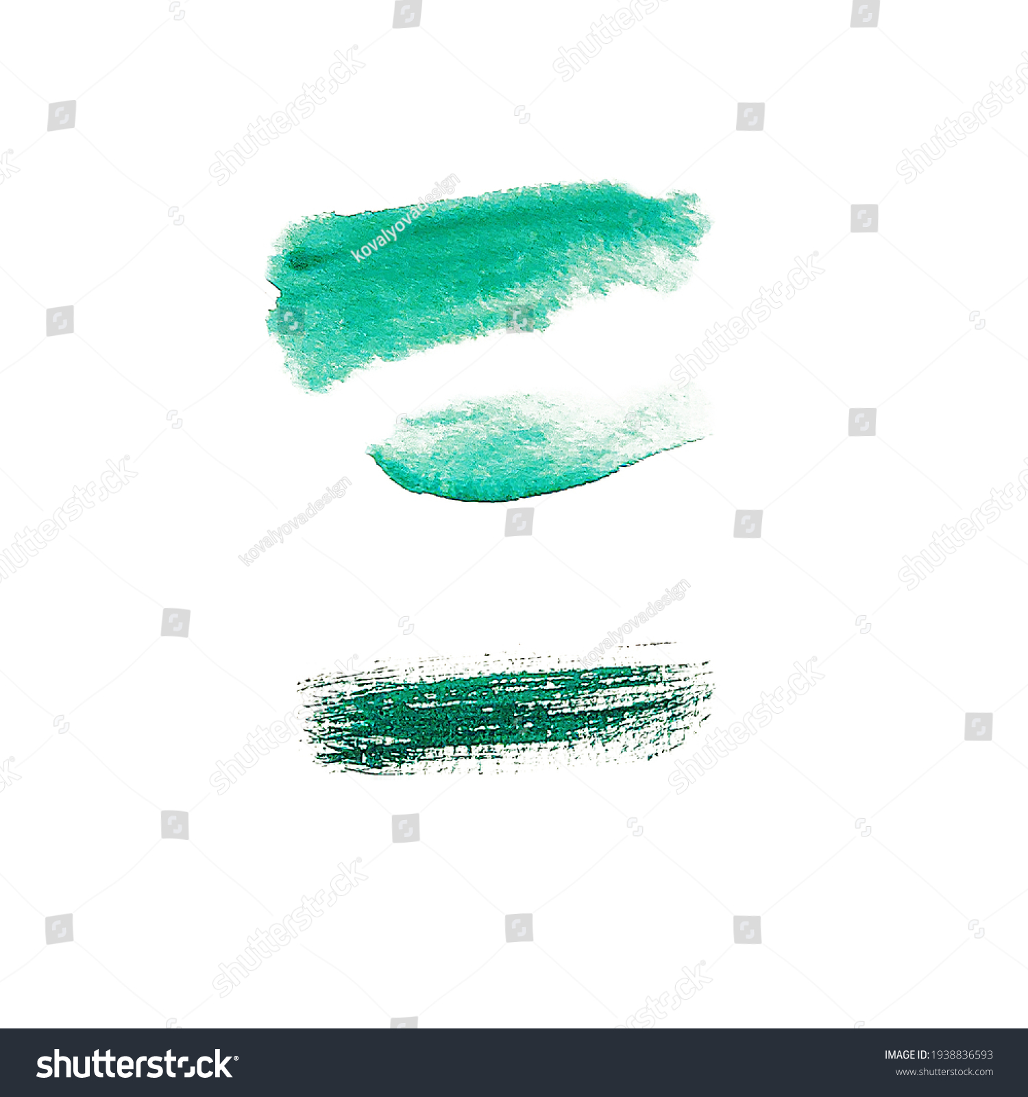 Collection Green Watercolor Brushstroke Stain Isolated Stock ...