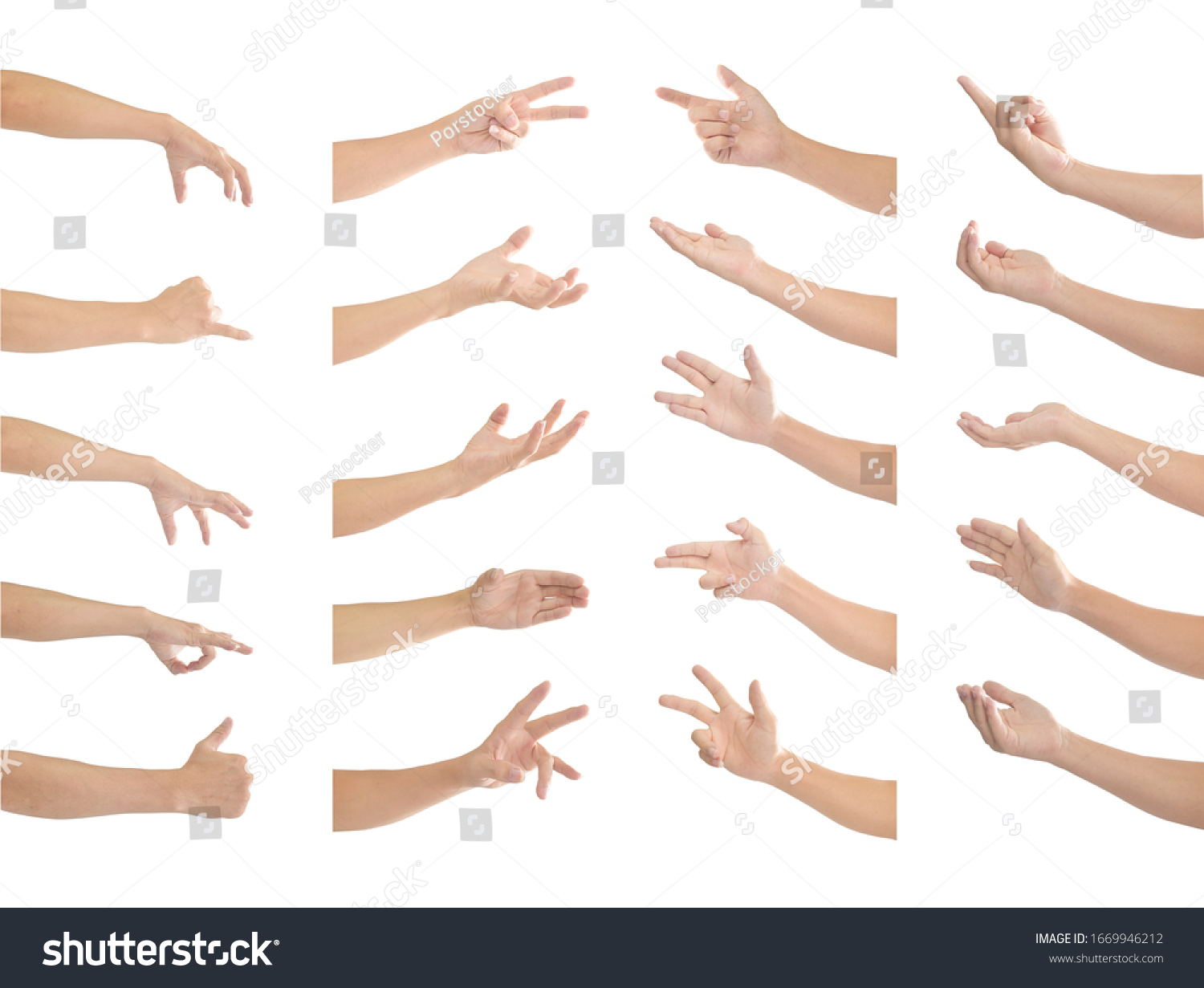 Collection Human Hands Multiple Gesture Isolated Stock Photo 1669946212 ...