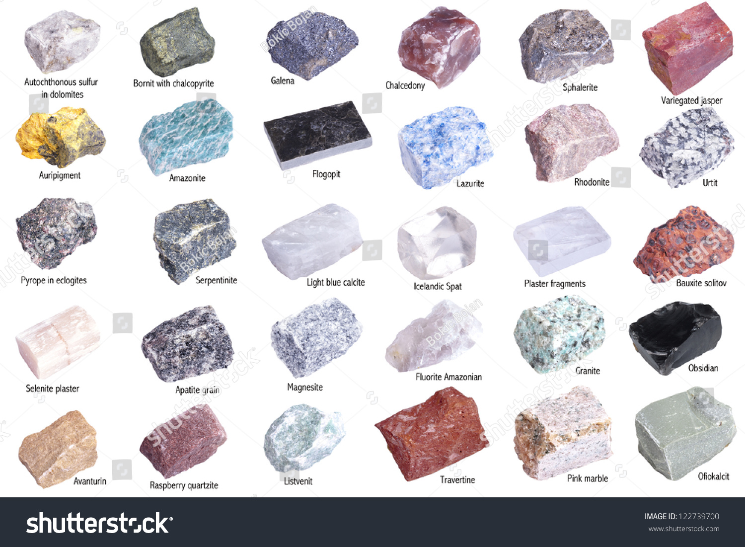 Collection 30 Minerals Isolated On White Stock Photo 122739700 ...