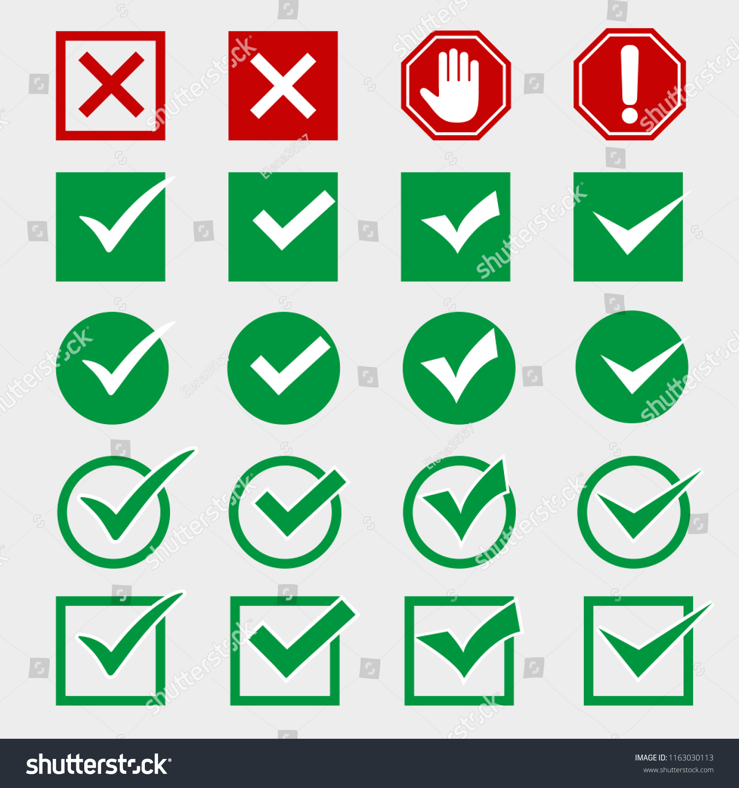 Collection Red Cross Green Check Mark Stock Illustration 1163030113 Collection Red Cross Green Check Mark Stock Illustration 1163030113