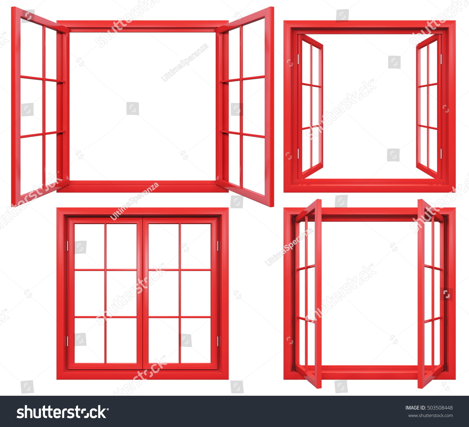 Collection Red Window Frames Isolated On Stock Illustration 503508448