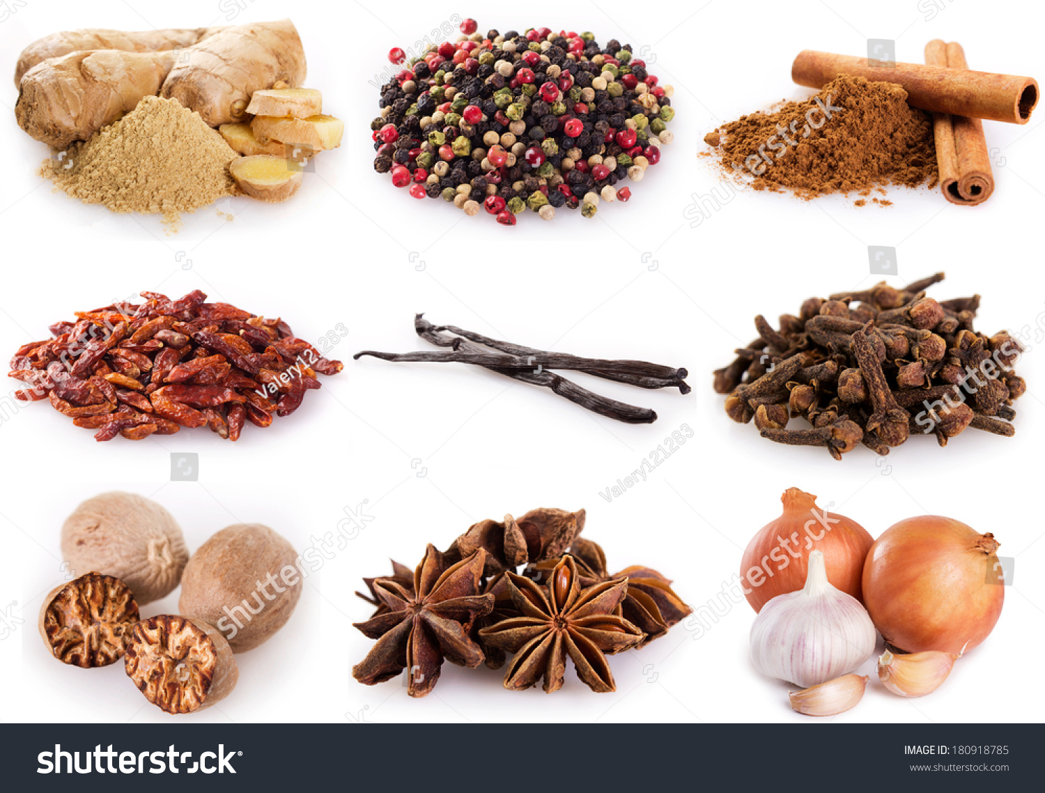 Collection Of Spices Isolated On White Background Stock Photo 180918785 ...