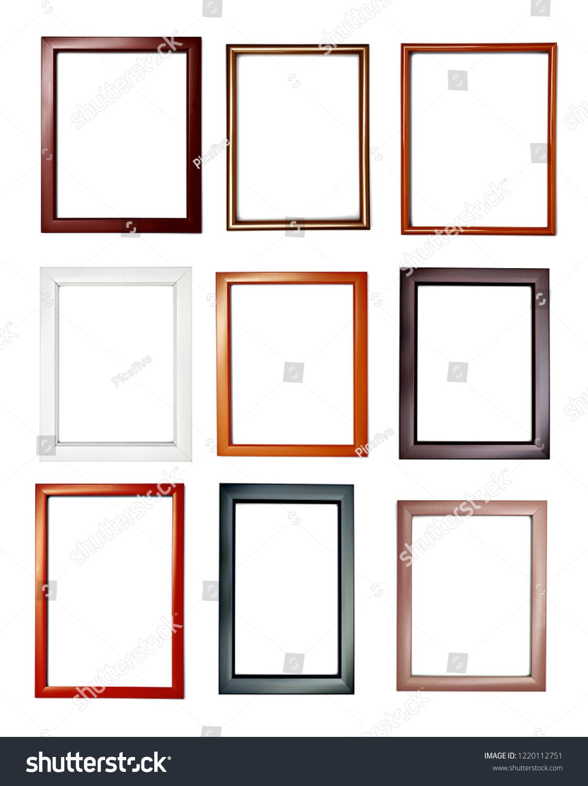 Collection Various Wooden Frame On White Stock Photo (Edit Now) 1220112751