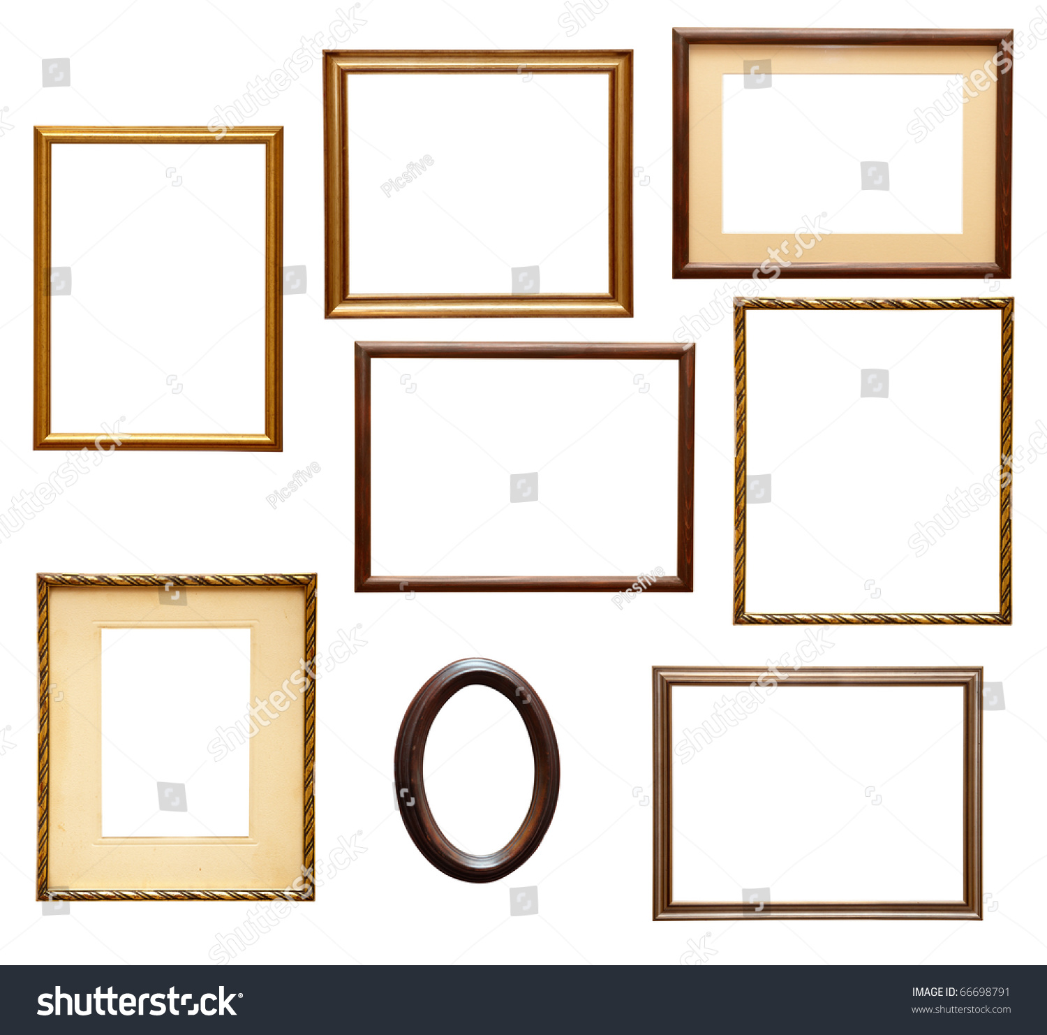 Collection Of Various Wooden Frames For Painting Or Picture On White ...