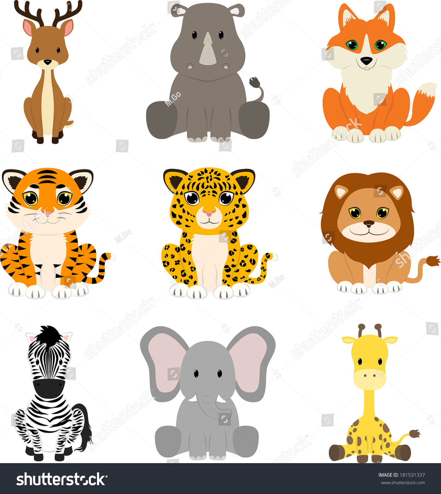 Collection Of Wild Animals Stock Photo 181531337 : Shutterstock