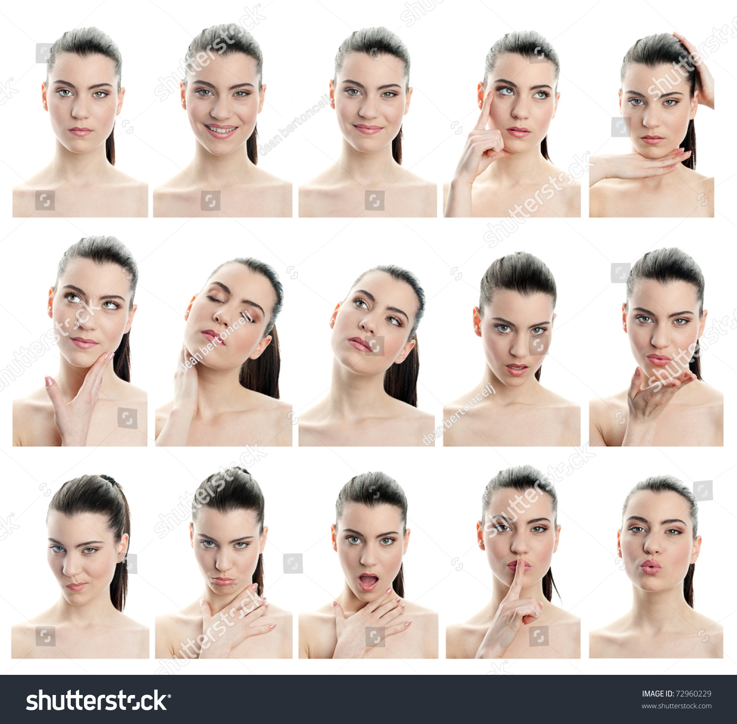 Collection Of Young Woman Facial Expressions, Full Resolution Single ...