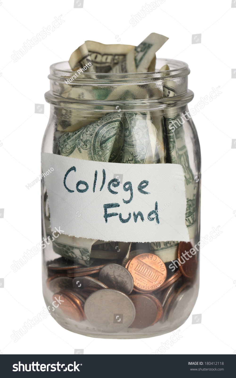 College Fund Jar On White Background Stock Photo 180412118 : Shutterstock