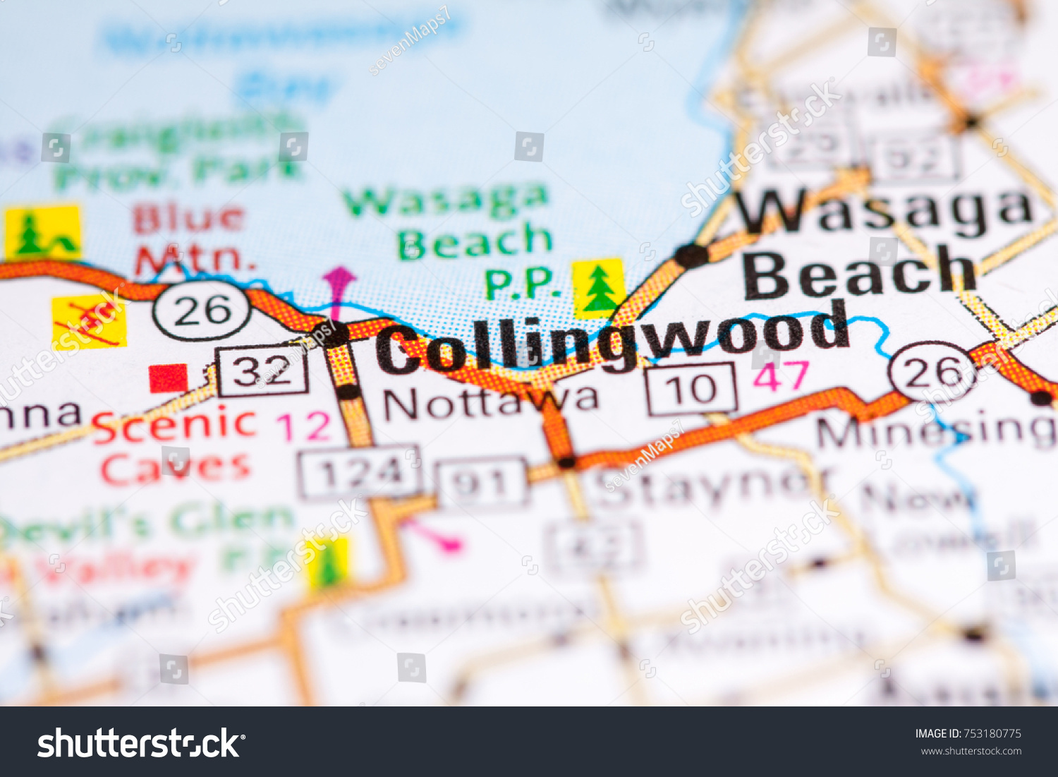 Map Of Collingwood Area Collingwood Canada On Map Stock Photo 753180775 | Shutterstock