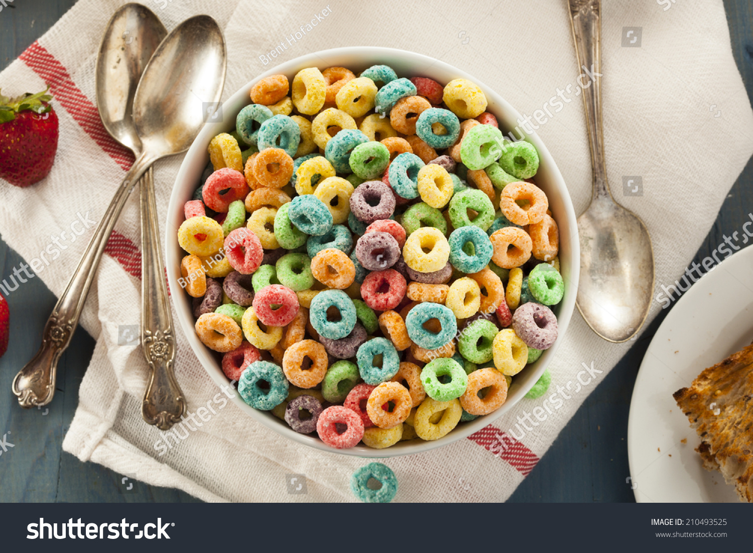 Coloful Fruit Cereal Loops In A Bowl Stock Photo 210493525 : Shutterstock