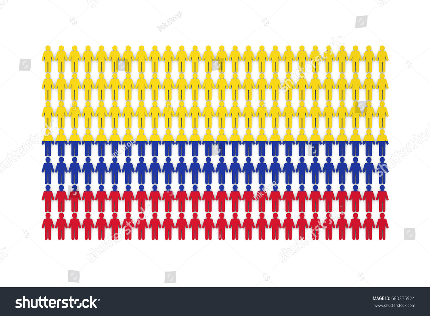 Colombia Population Concept Group Stick Figure Stock Illustration 680275924