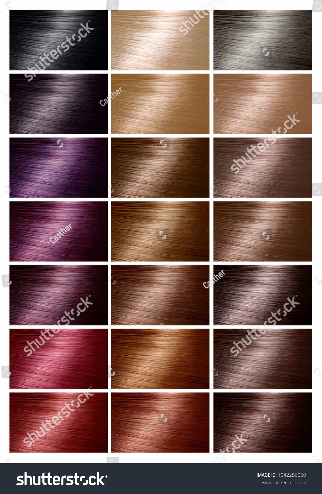 Color Chart Tints Hair Color Palette Stock Photo 1042256050