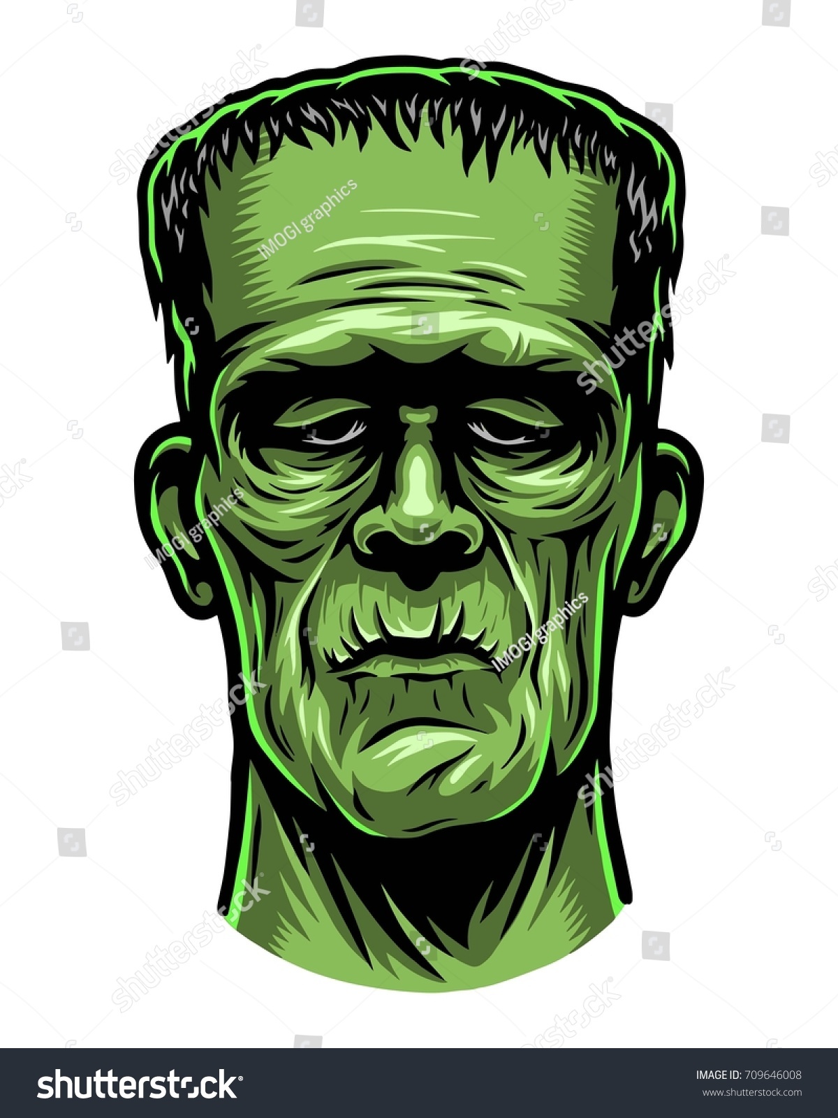 Color Illustration Monster Zombie Head Isolated Stock Illustration