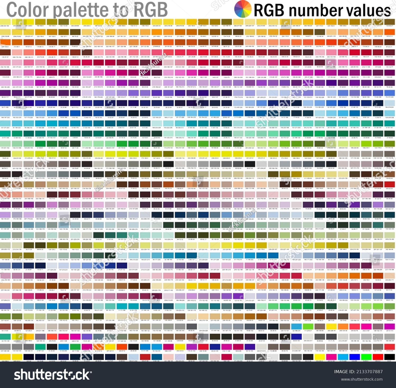 Color Palette Rgb Color Numbers Rgb Stock Illustration 2133707887