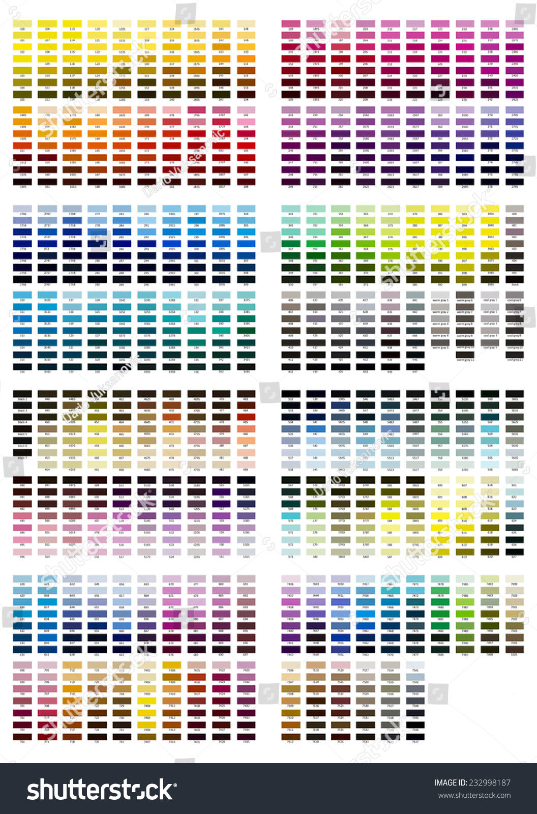 Color Reference Illustration For All Shades From 100 To 7547 ...