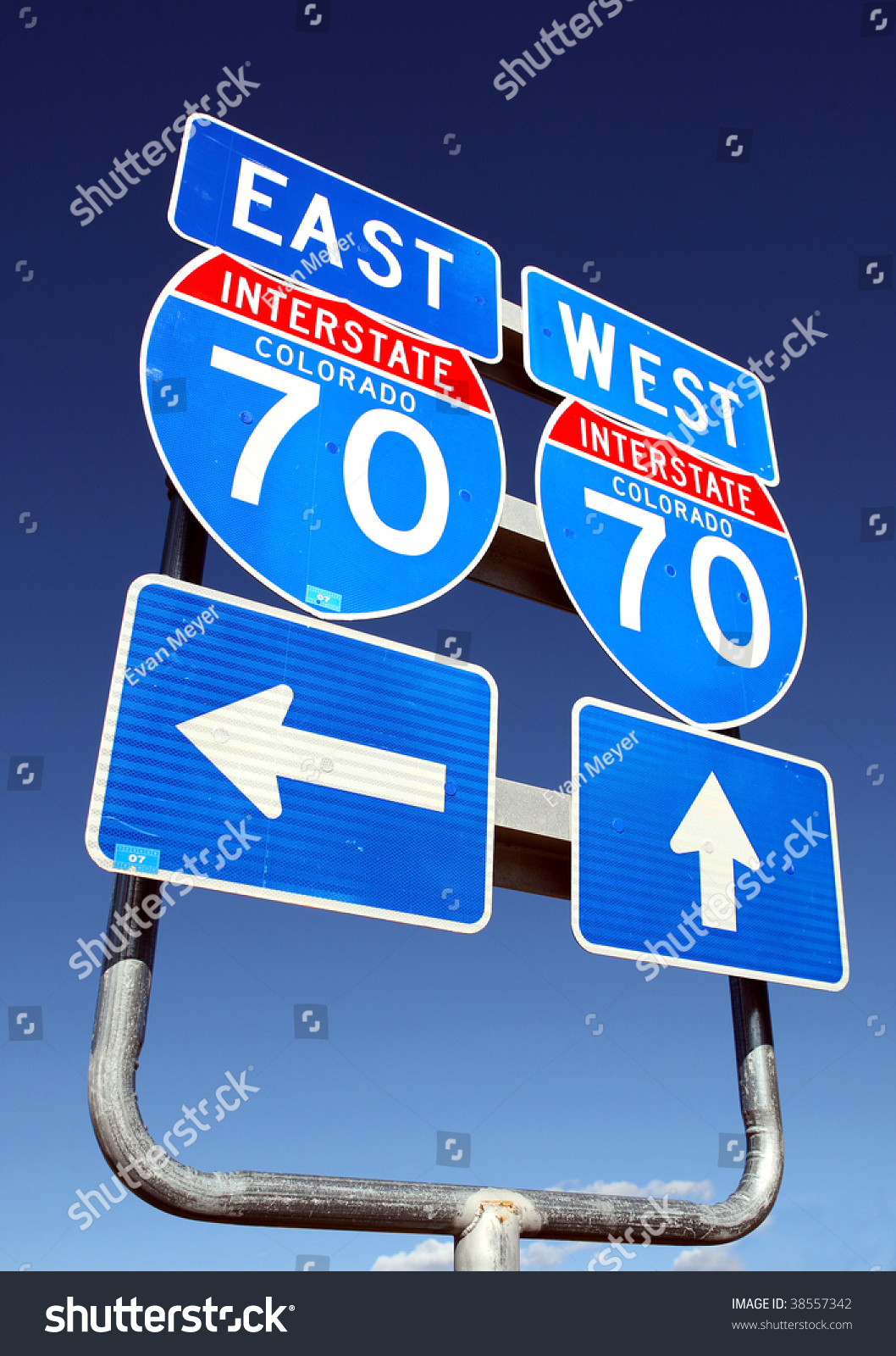 Colorado Interstate 70 Highway Signs, East And West Stock Photo ...