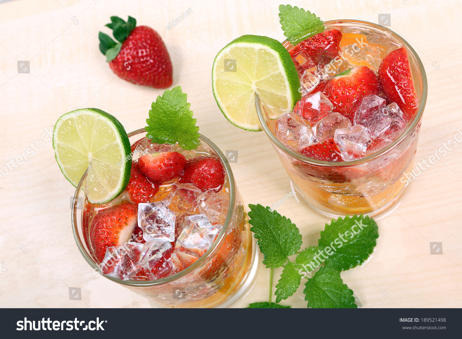 Colored Drink Orange Strawberry Lime Ice Stock Photo Edit Now 189521498