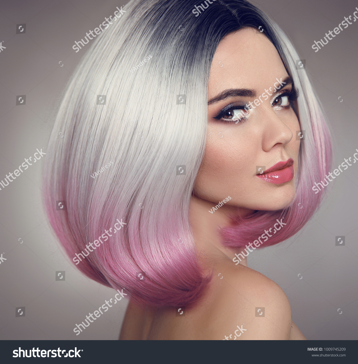 Colored Ombre Bob Hair Extensions Beauty Stock Photo Edit Now