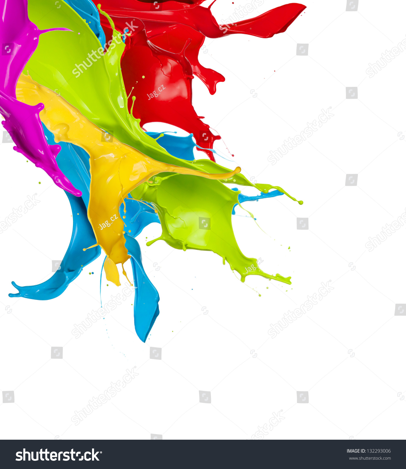 Colored Splashes In Abstract Shape, Isolated On White Background Stock ...