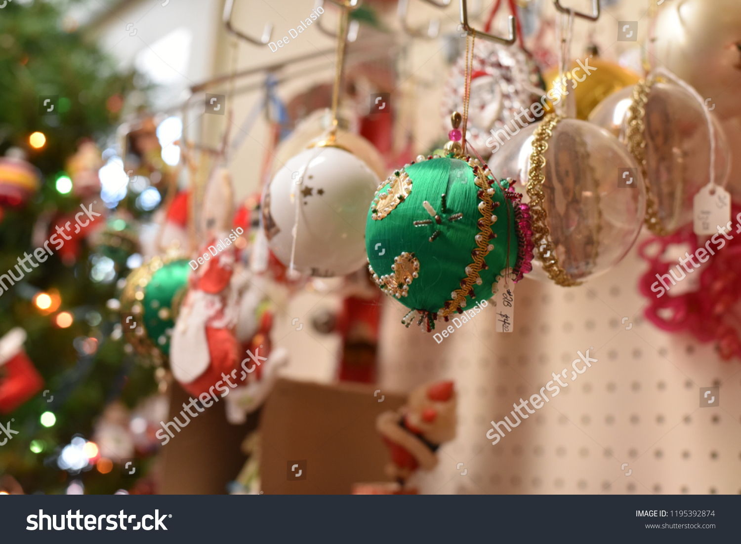 Colorful Antique Vintage Christmas Ornaments Displayed Stock Photo Edit Now 1195392874