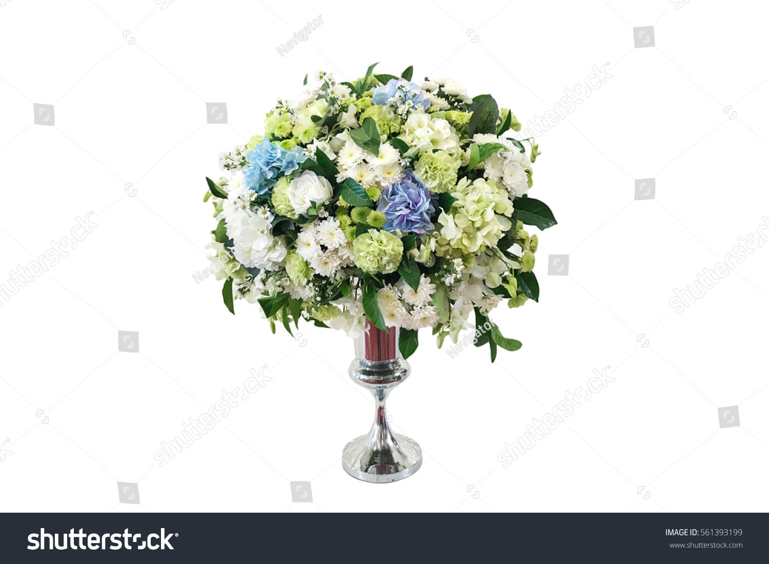 Colorful Artificial Flower Arrangement Silver Vase Stock Photo Edit Now 561393199