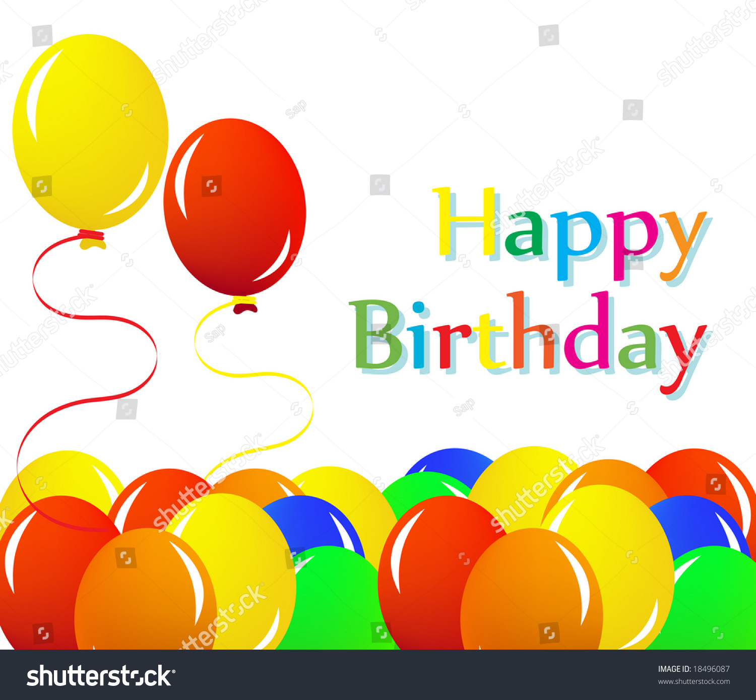 Colorful Balloon Happy Birthday Illustration Jpeg Stock Illustration ...