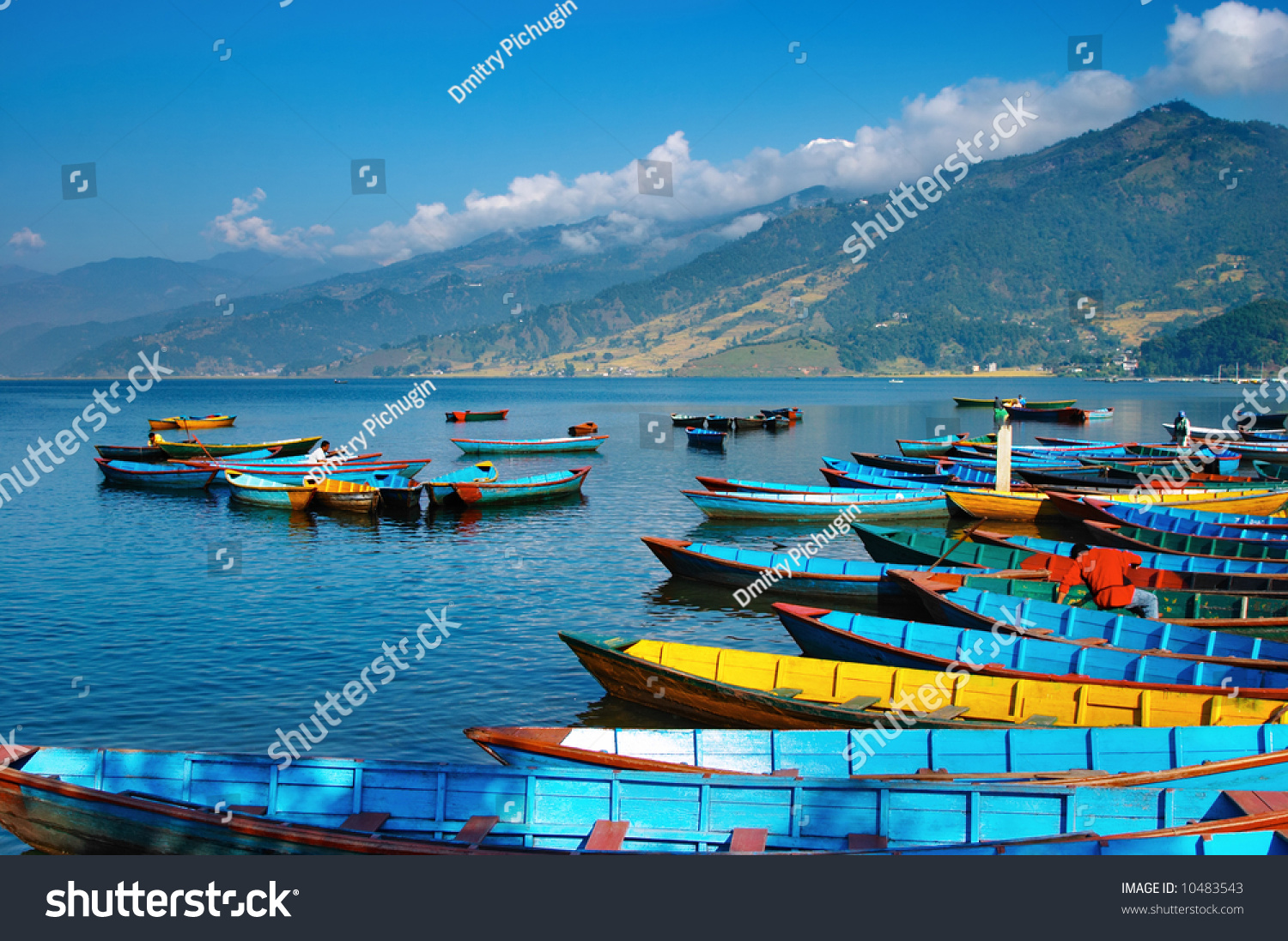 Colorful Boats On Fewa Lake, Pokhara, Nepal Stock Photo 10483543 ...