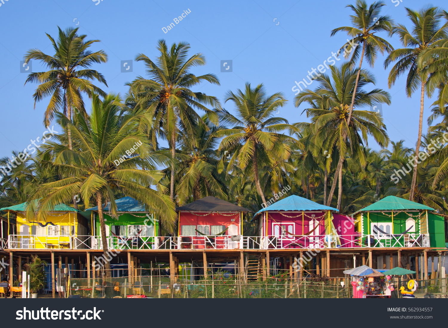Colorful bungalows on palolem beach south goa india beach front accommodation resort