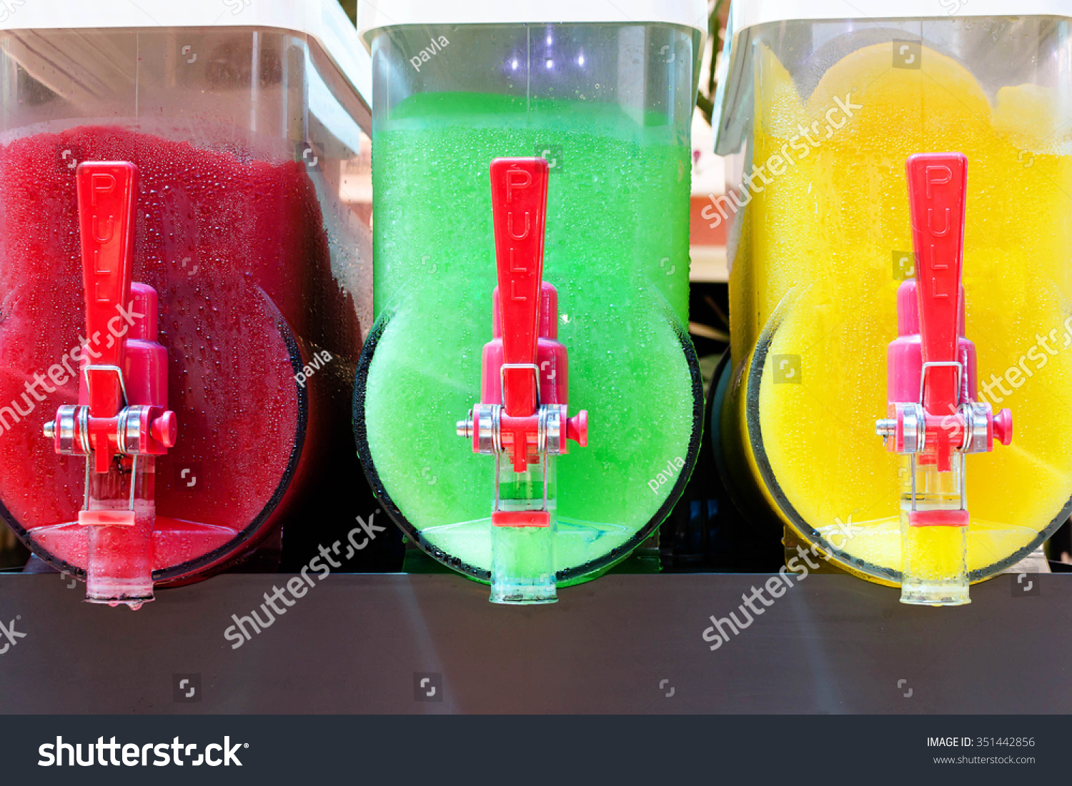 Colorful Canisters Refreshing Frosty Cold Slushy Stock Photo Edit Now 351442856