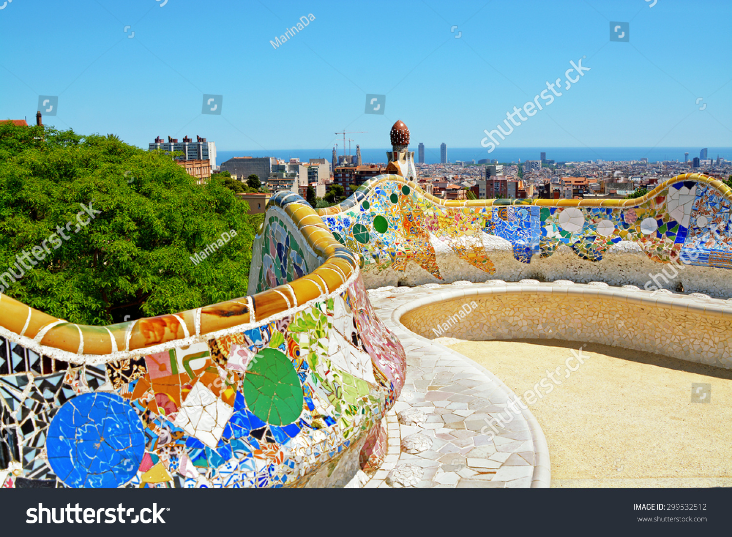 Colorful Ceramic Bench Famous Park Guell Stock Photo Edit Now