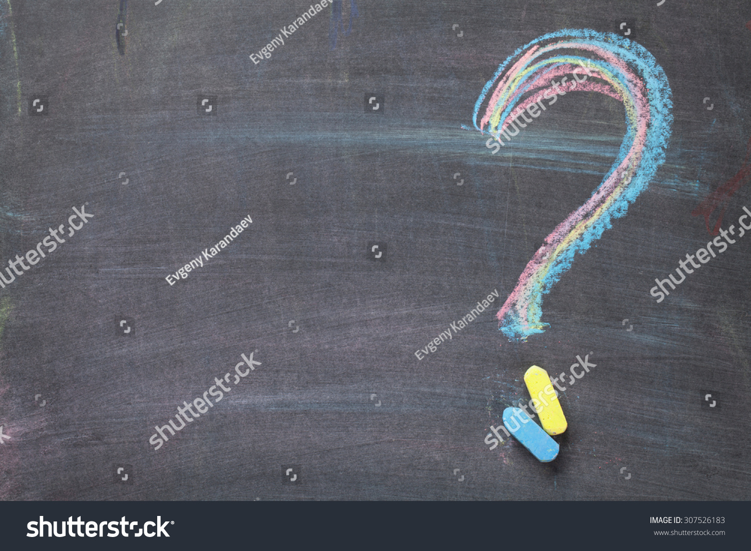 Colorful Chalk Question Mark On Blackboard Stock Photo 307526183