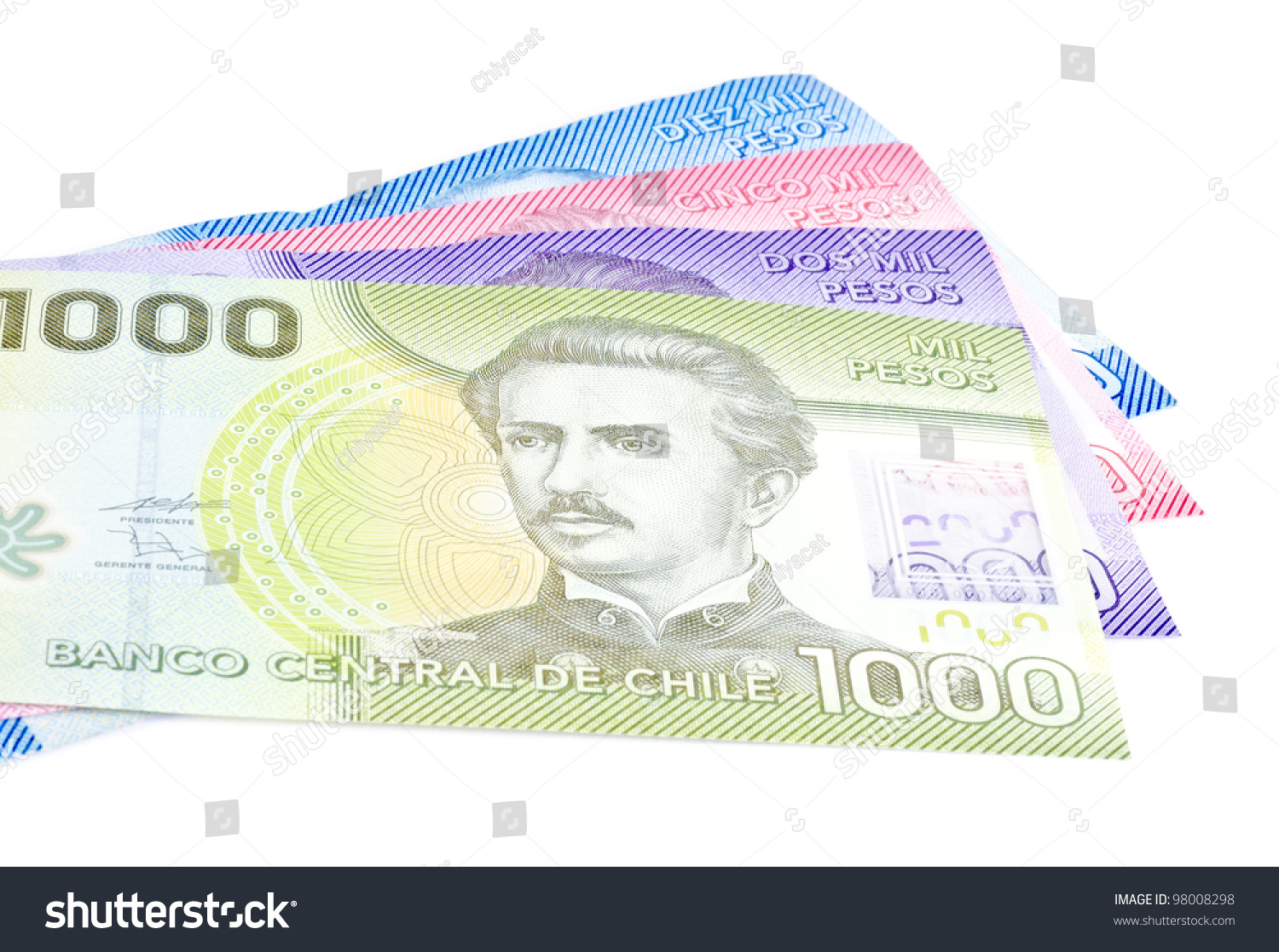 Colorful Chilean Pesos Various Denominations Isolated Stock Photo ...