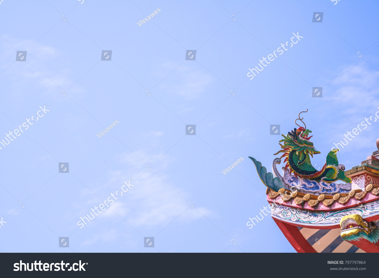 Colorful Chinese Dragon Fish Statue Decorate Stock Photo 797797864