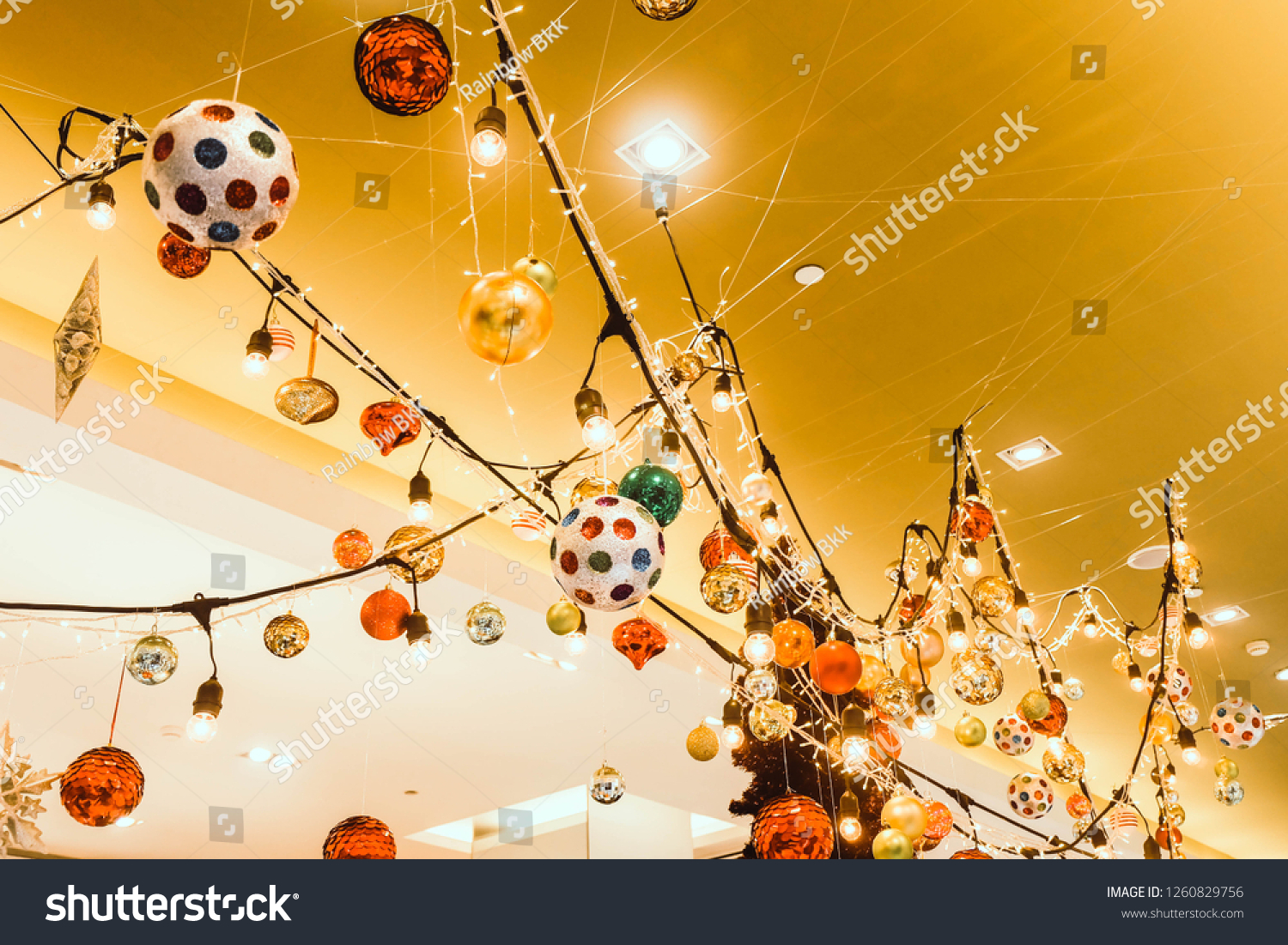 Colorful Christmas Balls Decoration Hanging Ceiling Stock