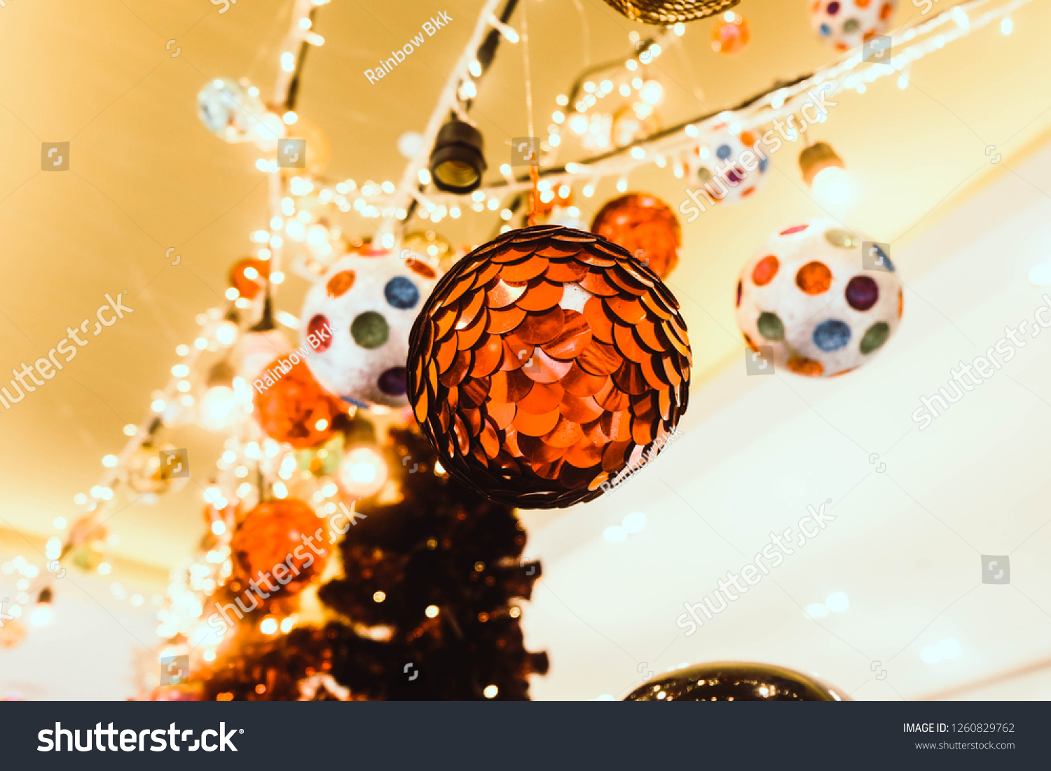 Colorful Christmas Balls Decoration Hanging Ceiling Stock
