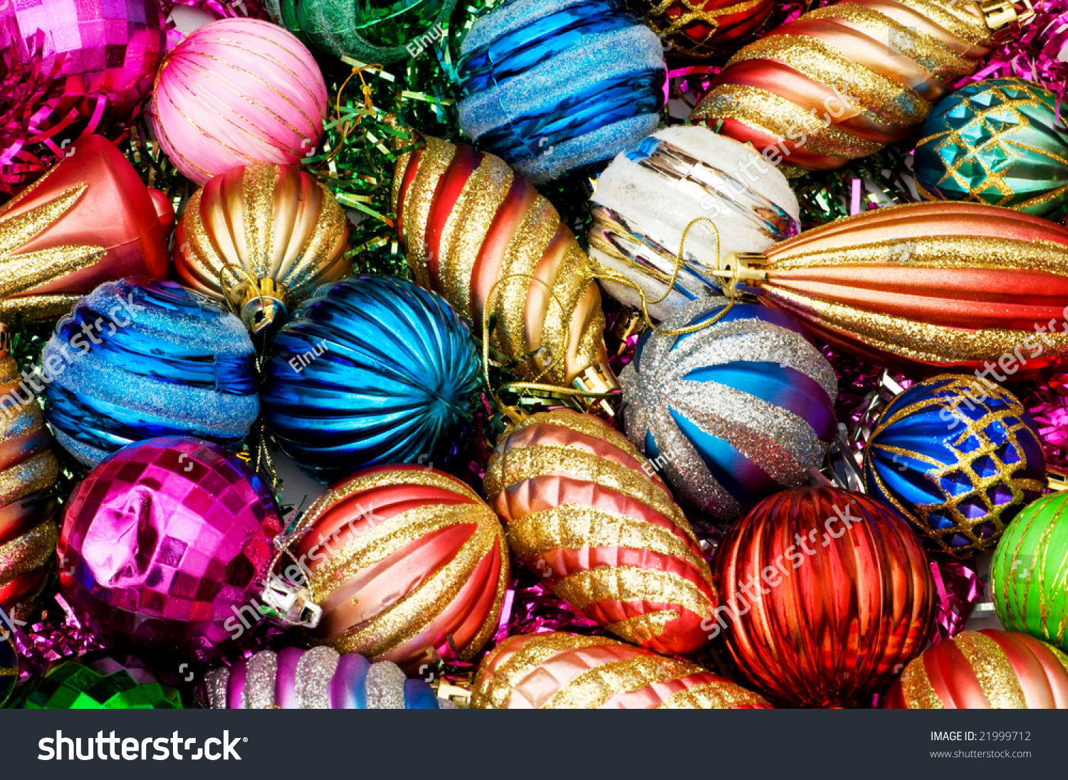 Colorful Christmas Decoration On A Shiny Background Stock Photo ...