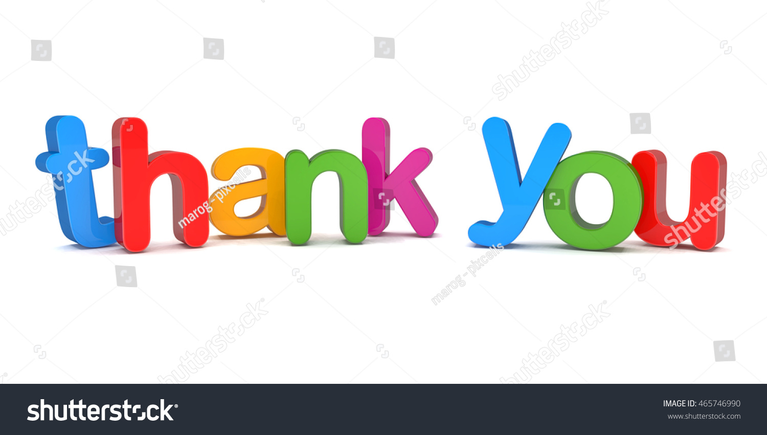 Colorful 3d Rendering Word Thank You Stock Illustration 465746990 ...